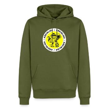 Kreisliga Fussball Affe - Männer Premium Bio Hoodie - Khaki - Vorne - Nico (187cm)