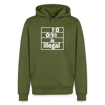 aucun humain n’est illégal - The Original - Sweat à capuche Premium bio Homme - kaki - Devant - Nico (187cm)