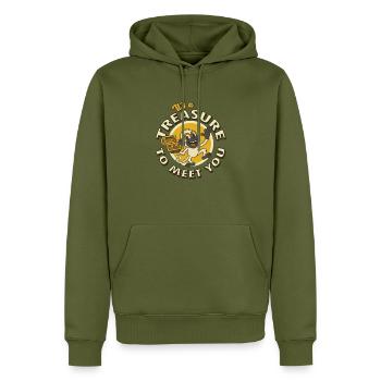 It´s a Treasure to meet you - Monkey Pirate - Männer Premium Bio Hoodie - Khaki - Vorne - Nico (187cm)
