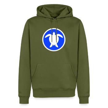 Tortue d’eau cercle rond silhouette icône - Sweat à capuche Premium bio Homme - kaki - Devant - Nico (187cm)