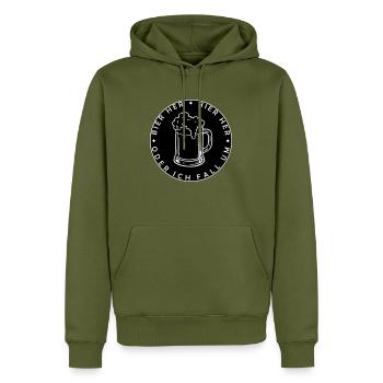 Bienen hier - Oder ich fall um! - Männer Premium Bio Hoodie - Khaki - Vorne - Nico (187cm)