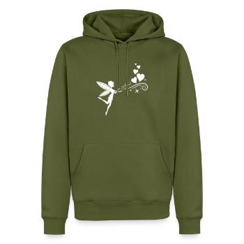 Coeurs d’elfes de fée - Sweat à capuche Premium bio Homme - kaki - Devant - Nico (187cm)