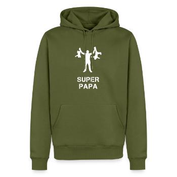 Vatertag Geschenk-Idee - Männer Premium Bio Hoodie - Khaki - Vorne - Nico (187cm)