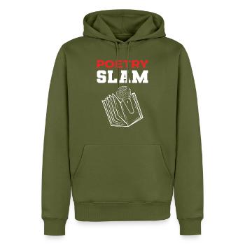 Poetry Slam Bücherwurm Gift - Männer Premium Bio Hoodie - Khaki - Vorne - Nico (187cm)