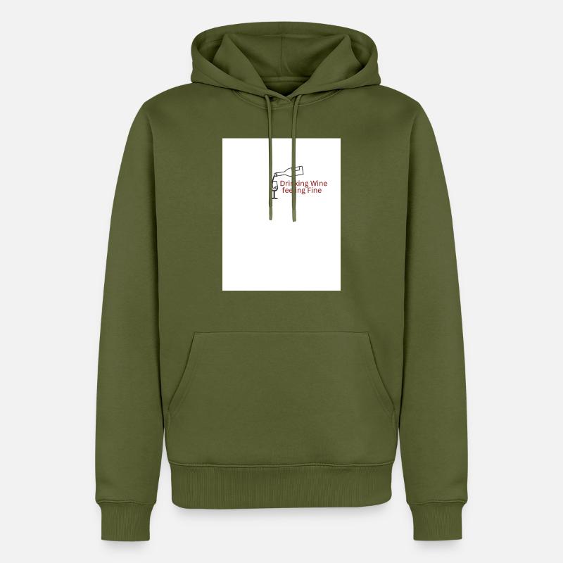Drinking Wine feeling Fine - Männer Premium Bio Hoodie - Khaki
