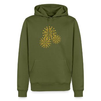 Firework Design - Men’s Premium Organic Hoodie - khaki - Front - Nico (187cm)