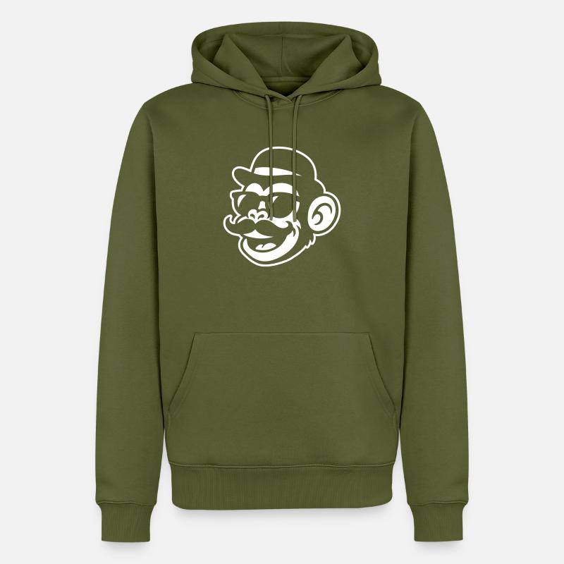 Moustache de Singe Drôle - Sweat à capuche Premium bio Homme - kaki