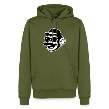 Affe Sir Mustache - Männer Premium Bio Hoodie - Khaki - Vorne - Nico (187cm)