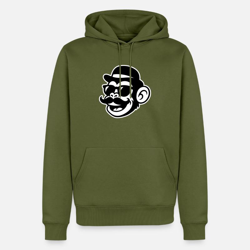 Singe Sir Moustache - Sweat à capuche Premium bio Homme - kaki