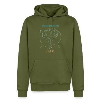 Patentanten Club - Männer Premium Bio Hoodie - Khaki - Vorne - Nico (187cm)