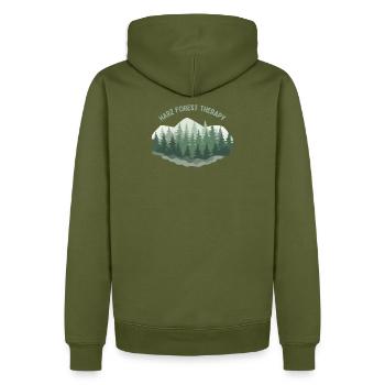 Harz Forest Therapy - Männer Premium Bio Hoodie - Khaki - Hinten - Nico (187cm)