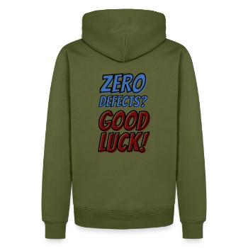 Zéro défaut Bonne chance - Sweat à capuche Premium bio Homme - kaki - Dos - Nico (187cm)