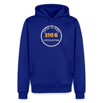 Édition Originale Limitée Vintage 1956 70e anniversaire - Sweat à capuche Premium bio Homme - bleu roi - Devant - Nico (187cm)