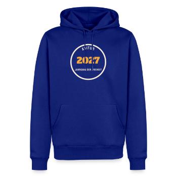 Abitur 2027 Siegel Jahrgang der Freiheit - Männer Premium Bio Hoodie - Royalblau - Vorne - Nico (187cm)