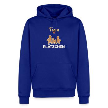 Team Plätzchen – Familien Weihnachtsoutfit - Männer Premium Bio Hoodie - Royalblau - Vorne - Nico (187cm)