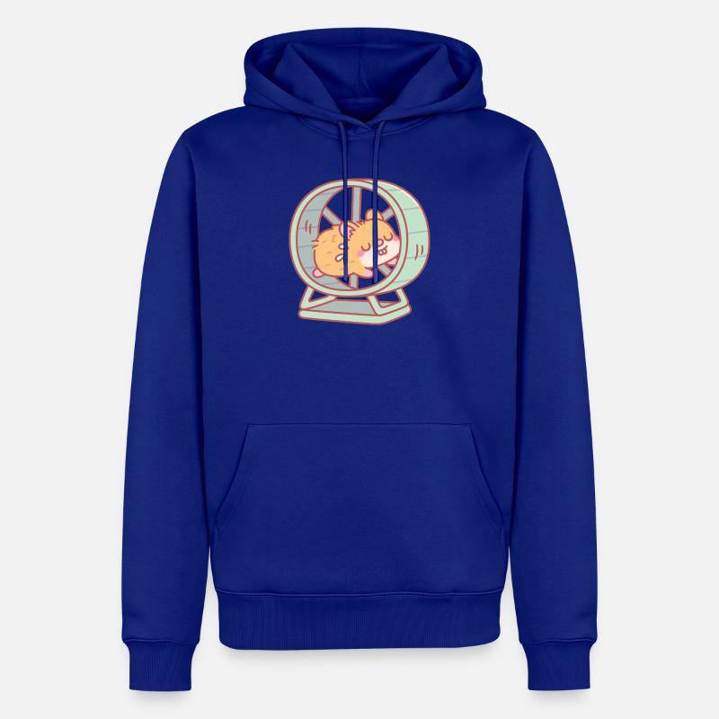 Mignon hamster courant sur une roue - Sweat à capuche Premium bio Homme - bleu roi