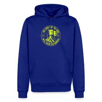 Der Geist des Herrn wird sein Banner erheben - Männer Premium Bio Hoodie - Royalblau - Vorne - Nico (187cm)
