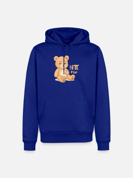 Frecher Teddy-Cutesy Design mit Attitüde - bite me - Männer Premium Bio Hoodie - Royalblau