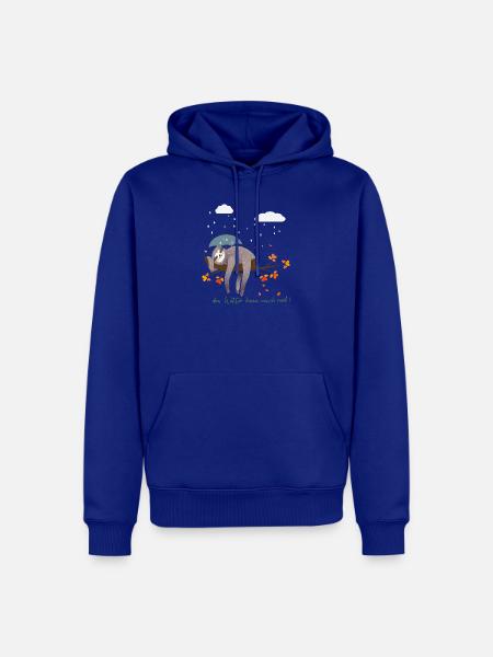 Faultier im Regen - Männer Premium Bio Hoodie - Royalblau