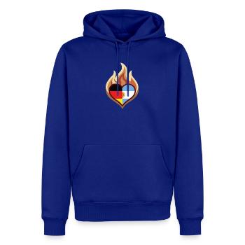 Flammendes Deutschland Argentinien Herz - Männer Premium Bio Hoodie - Royalblau - Vorne - Nico (187cm)