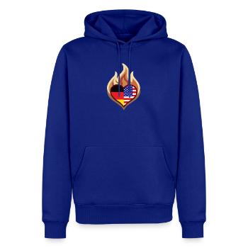 Feuerherz Flaggenfusion Deutschland USA - Männer Premium Bio Hoodie - Royalblau - Vorne - Nico (187cm)