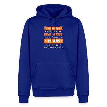 Funny Original 35th Birthday Gift Idea Man - Men’s Premium Organic Hoodie - royal blue - Front - Nico (187cm)