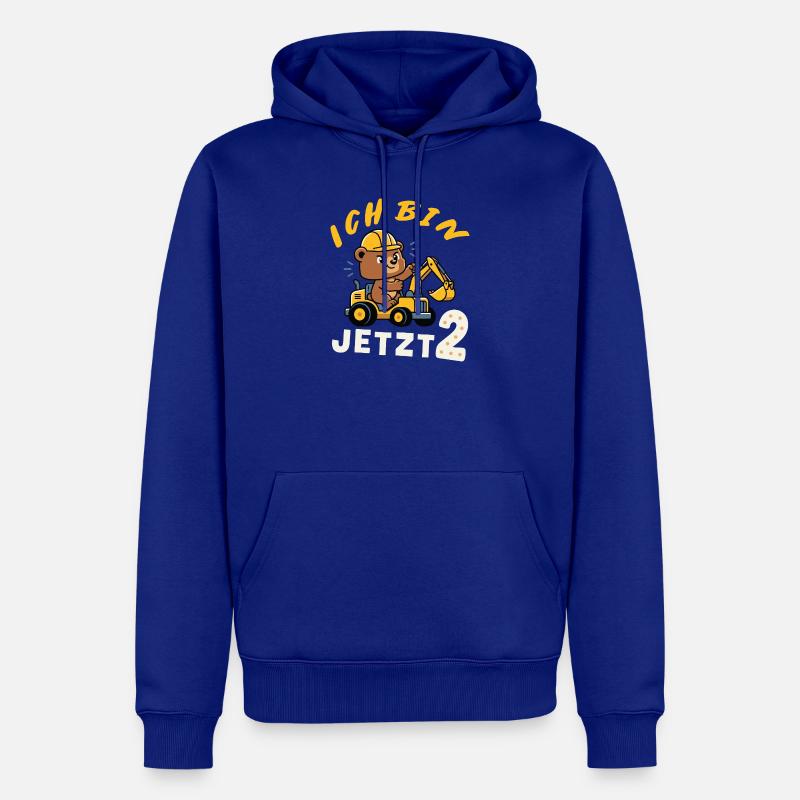 Ich bin jetzt 2 – Bär Bagger Bauarbeiter Design - Männer Premium Bio Hoodie - Royalblau