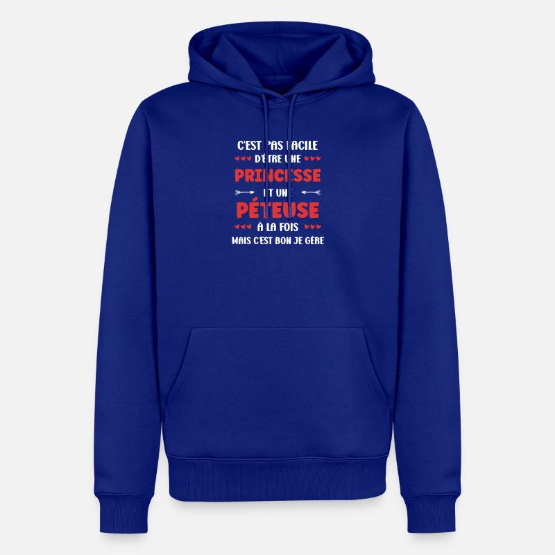 Princesse et Péteuse - Sweat à capuche Premium bio Homme - bleu roi