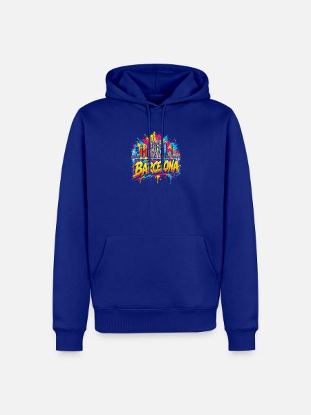 Barcelona Farbexplosion Skyline - Männer Premium Bio Hoodie - Royalblau