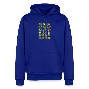 Explosives Tropenalphabet - Männer Premium Bio Hoodie - Royalblau - Vorne - Nico (187cm)