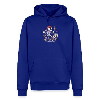 Retro-Skelett im Soccer-Action - Männer Premium Bio Hoodie - Royalblau - Vorne - Nico (187cm)