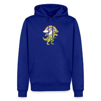 Einhorn reitet auf T-Rex unter Regenbogen - Männer Premium Bio Hoodie - Royalblau - Vorne - Nico (187cm)