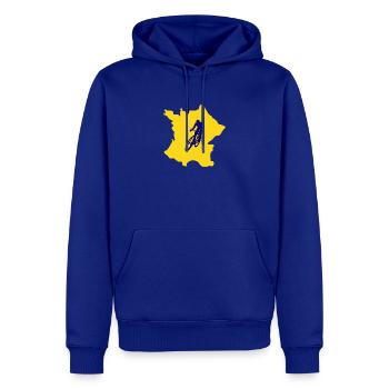 Frankreich Karte mit Fahrrad – Radfahrer Design - Männer Premium Bio Hoodie - Royalblau - Vorne - Nico (187cm)