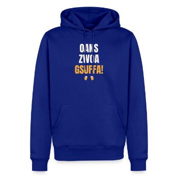 Oans Zwoa Gsuffa – Tente de bière toastée bavaroise - Sweat à capuche Premium bio Homme - bleu roi - Devant - Nico (187cm)
