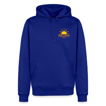 Benissa Espana Sunrise Design - Men’s Premium Organic Hoodie - royal blue - Front - Nico (187cm)