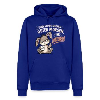 Morgenmuffel Hase - Männer Premium Bio Hoodie - Royalblau - Vorne - Nico (187cm)