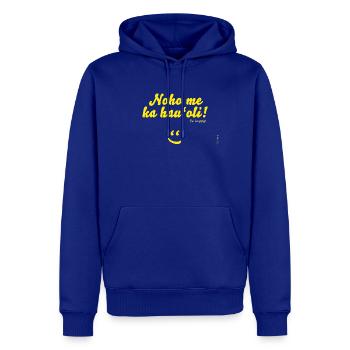Noho me ka hau'oli! - Männer Premium Bio Hoodie - Royalblau - Vorne - Nico (187cm)