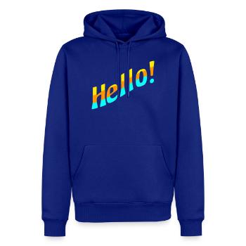Hello! - Men’s Premium Organic Hoodie - royal blue - Front - Nico (187cm)