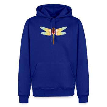 Libellule irisée – motif insecte en filigrane - Sweat à capuche Premium bio Homme - bleu roi - Devant - Nico (187cm)