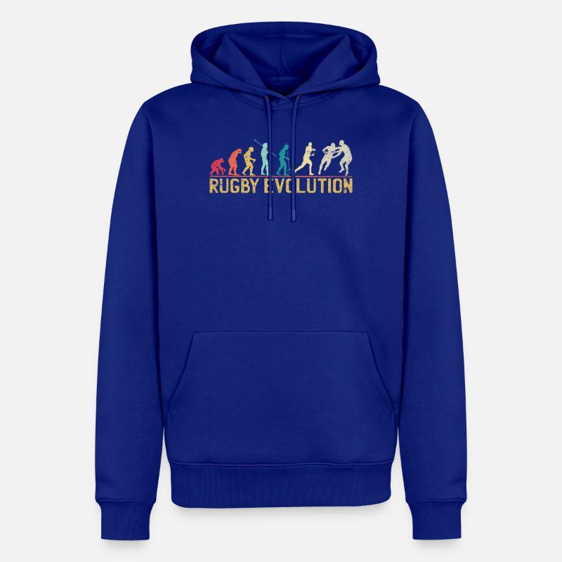 Rugby Evolution Silhouette Design - Sweat à capuche Premium bio Homme - bleu roi