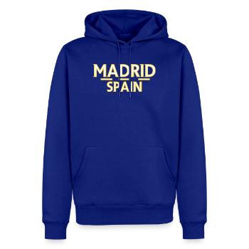 Madrid – Espagne - Sweat à capuche Premium bio Homme - bleu roi - Devant - Nico (187cm)