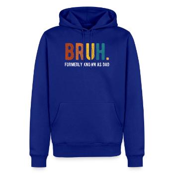 Bruh Anciennement Connu sous le nom de Papa Humour rétro - Sweat à capuche Premium bio Homme - bleu roi - Devant - Nico (187cm)