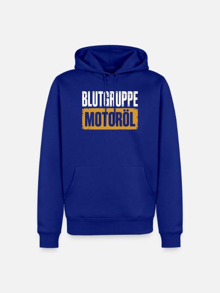 Blutgruppe Motoröl Schrauber Design - Männer Premium Bio Hoodie - Royalblau