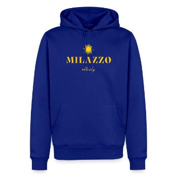 Milazzo, Sicily Sun - Sweat à capuche Premium bio Homme - bleu roi - Devant - Nico (187cm)