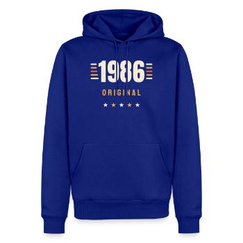 Cadeau original rétro rétro de 40 ans 1986 - Sweat à capuche Premium bio Homme - bleu roi - Devant - Nico (187cm)
