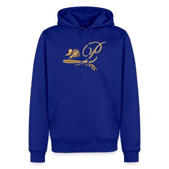 Initiale P mit Rose - Männer Premium Bio Hoodie - Royalblau - Vorne - Nico (187cm)
