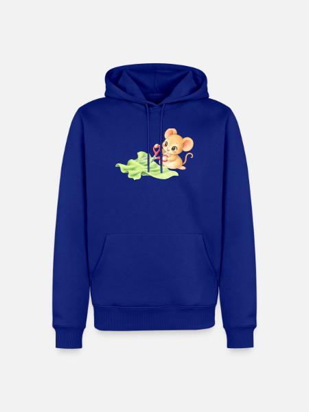 Maus - Niedliches Mäuschen schneidet Stoff - Männer Premium Bio Hoodie - Royalblau