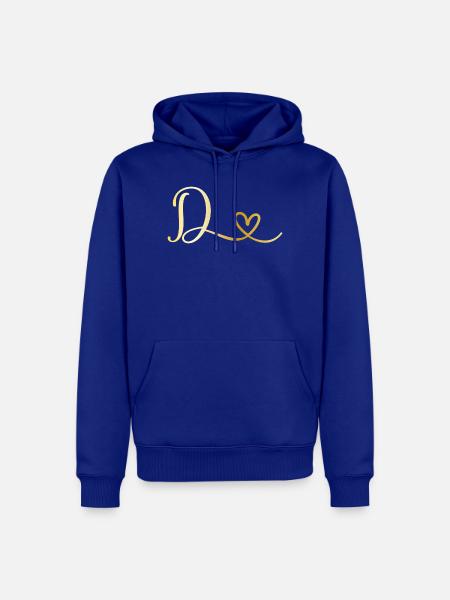 Buchstabe D goldenes Monogramm mit Herz - Männer Premium Bio Hoodie - Royalblau