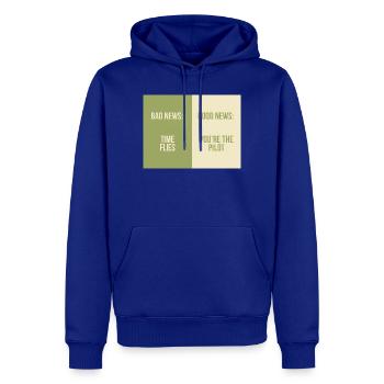 Bad News Good News – Time Flies - Männer Premium Bio Hoodie - Royalblau - Vorne - Nico (187cm)