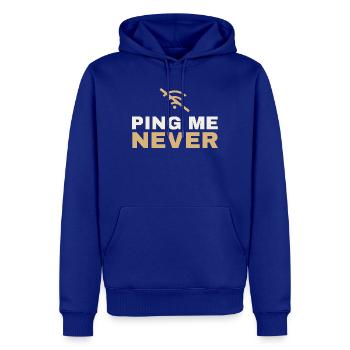 Ping Me Never – Shirt für Admins - Männer Premium Bio Hoodie - Royalblau - Vorne - Nico (187cm)